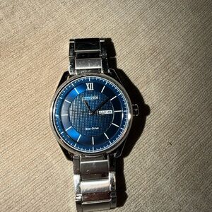Citizen Eco-Drive Blue Dial Silver Bracelet Watch for Men